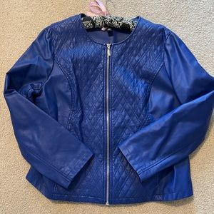 ALFANI FAUX LEATHER ZIP JACKET